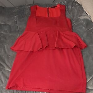 Green Envelope Red Peplum Mini Dress